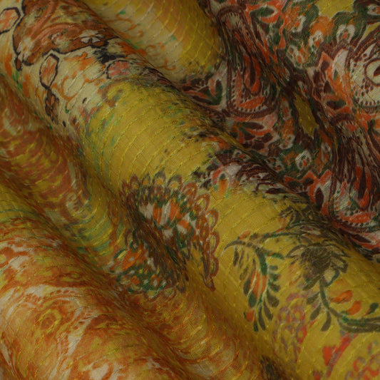 Colored Floral Chanderi Print Fabric