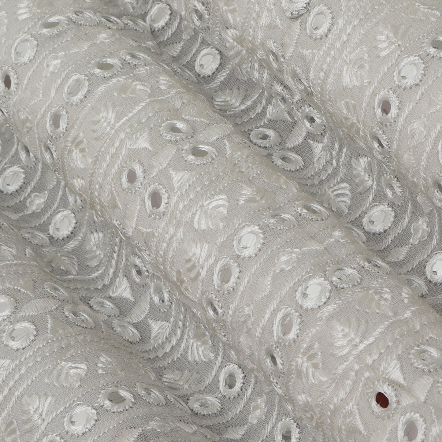 White Color Georgette Embroidery Fabric