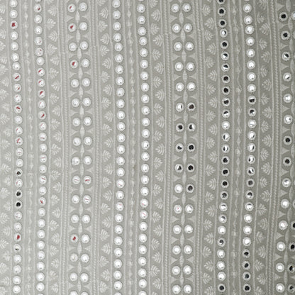 White Color Georgette Embroidery Fabric