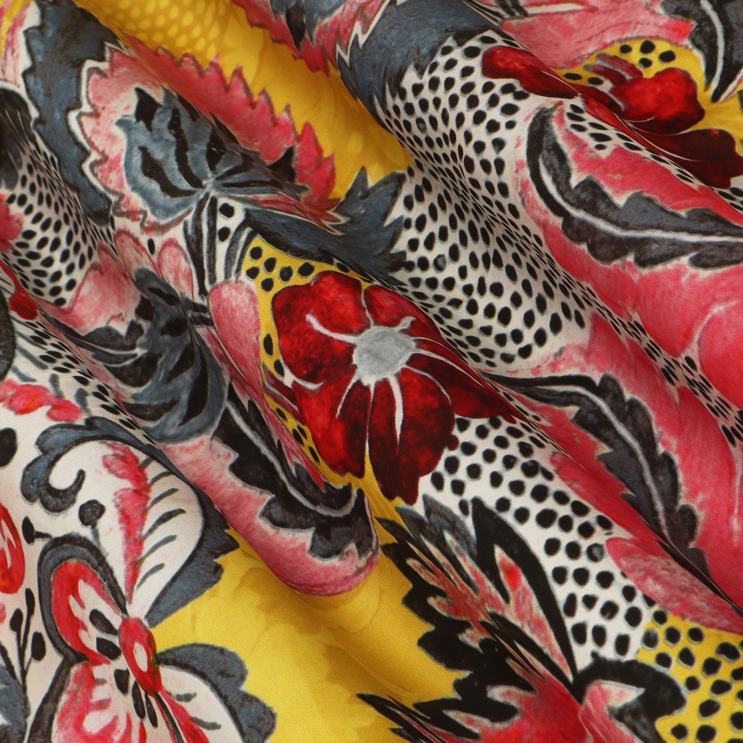 Multitone Satin Floral Print Fabric