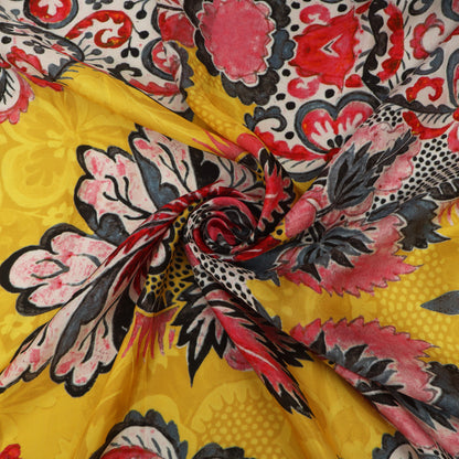 Multitone Satin Floral Print Fabric