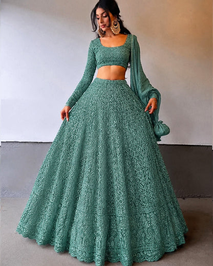 Net Sequins Embroidery Fabric