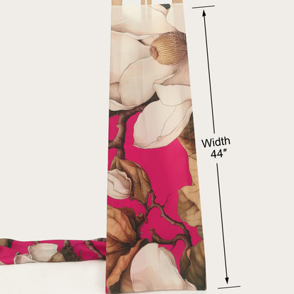 Pink & Rusty Color Satin Fabric With Floral Design