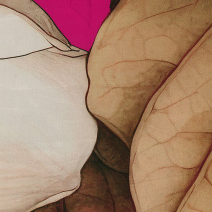 Pink & Rusty Color Satin Fabric With Floral Design