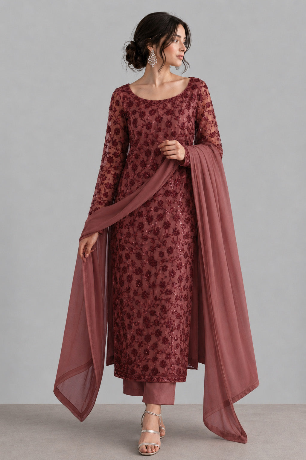 Georgette Sequin Embroidery Fabric