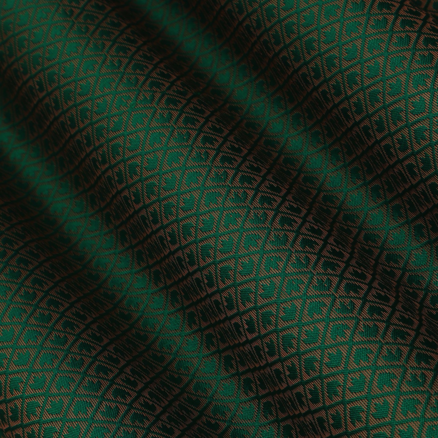 Bottle Green Color Semi Brocade Fabric