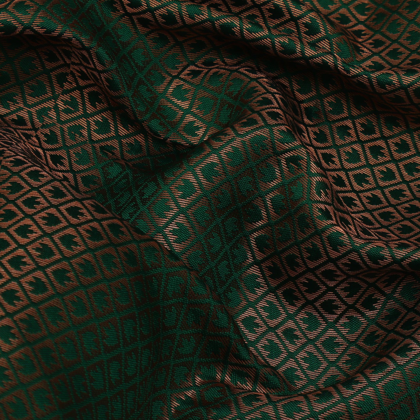 Bottle Green Color Semi Brocade Fabric