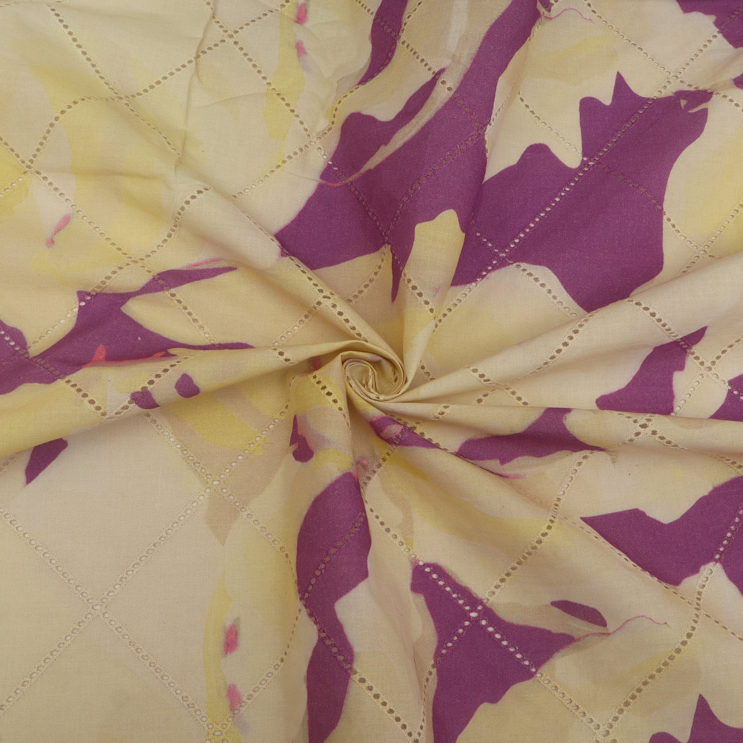 Cotton Chikan Print Embroidery Fabric