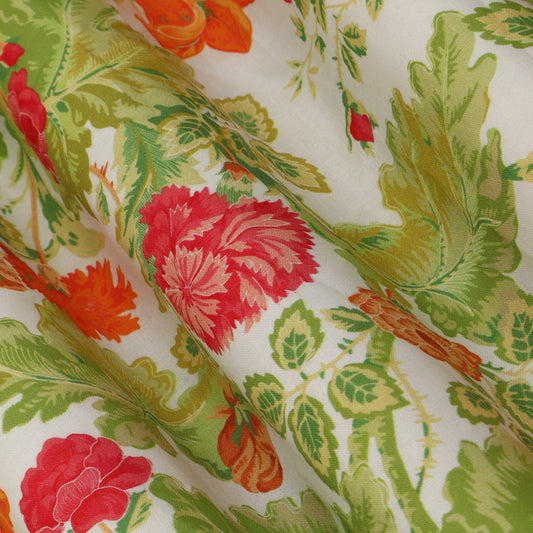 Multicolor Mulmul Digital Print Fabric