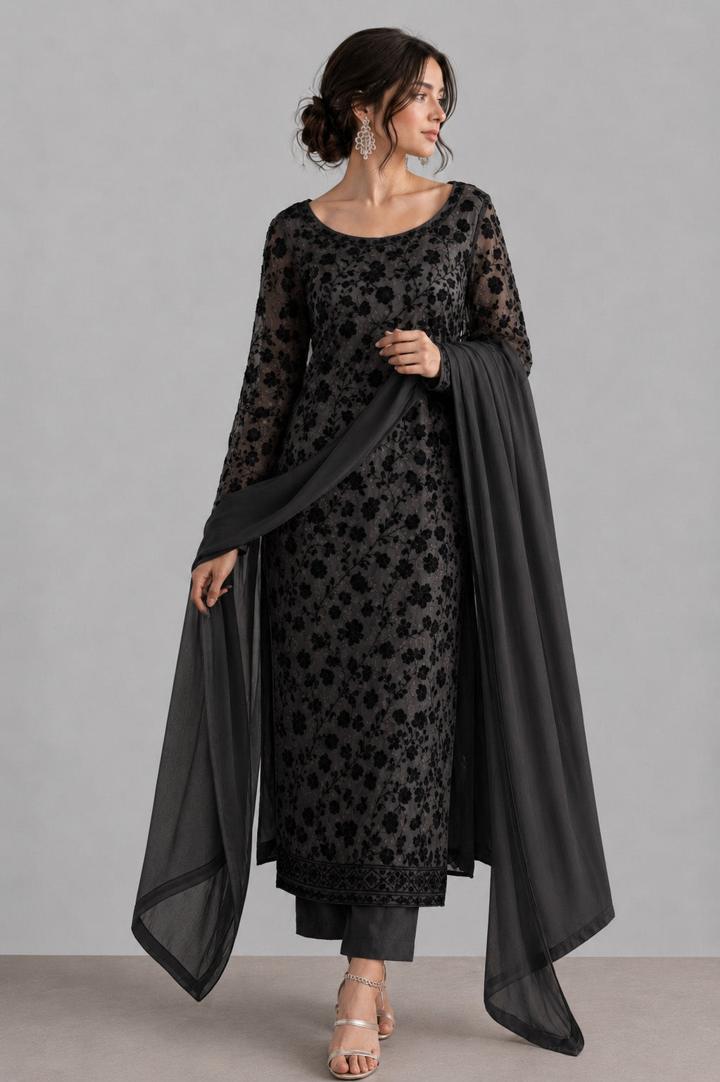 Georgette Sequin Embroidery Fabric