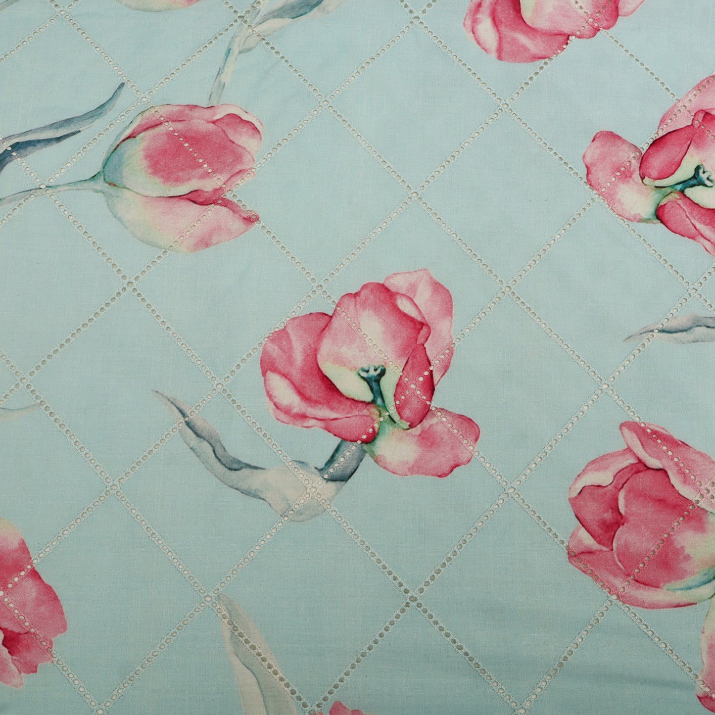 Cotton Chikan Print Embroidery Fabric