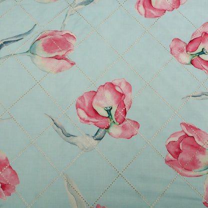 Cotton Chikan Print Embroidery Fabric
