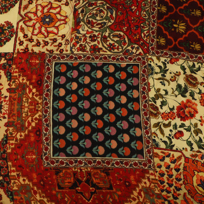 Brown Color Tone Floral Style Satin Fabric