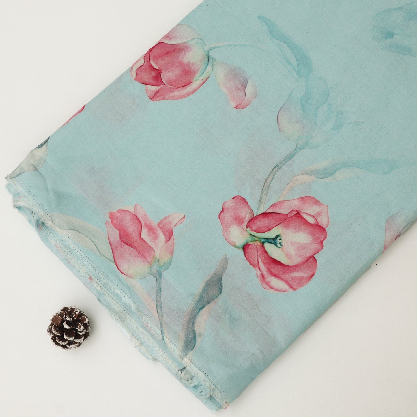 Cotton Chikan Print Embroidery Fabric