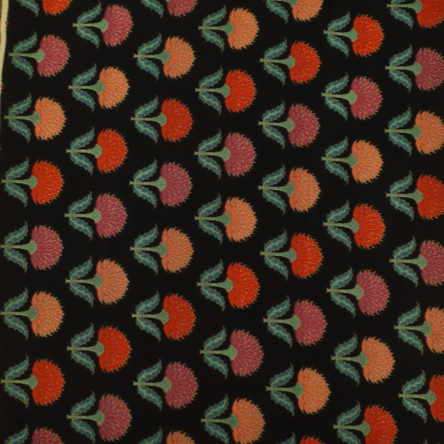 Brown Color Tone Floral Style Satin Fabric