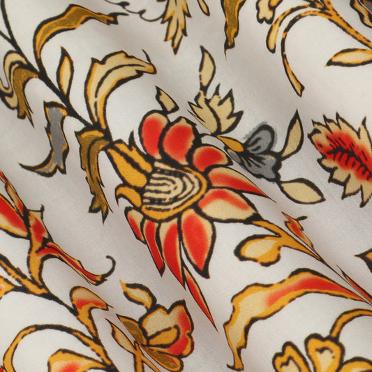 Multicolor Mulmul Digital Print Fabric