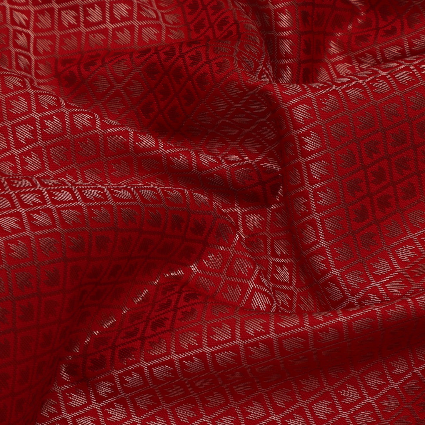 Blood Red Color Semi Brocade Fabric