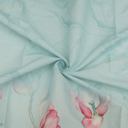 Cotton Chikan Print Embroidery Fabric