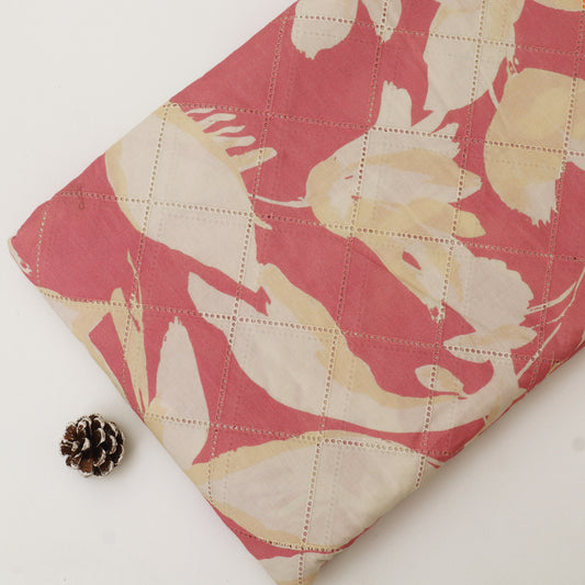 Cotton Chikan Print Embroidery Fabric