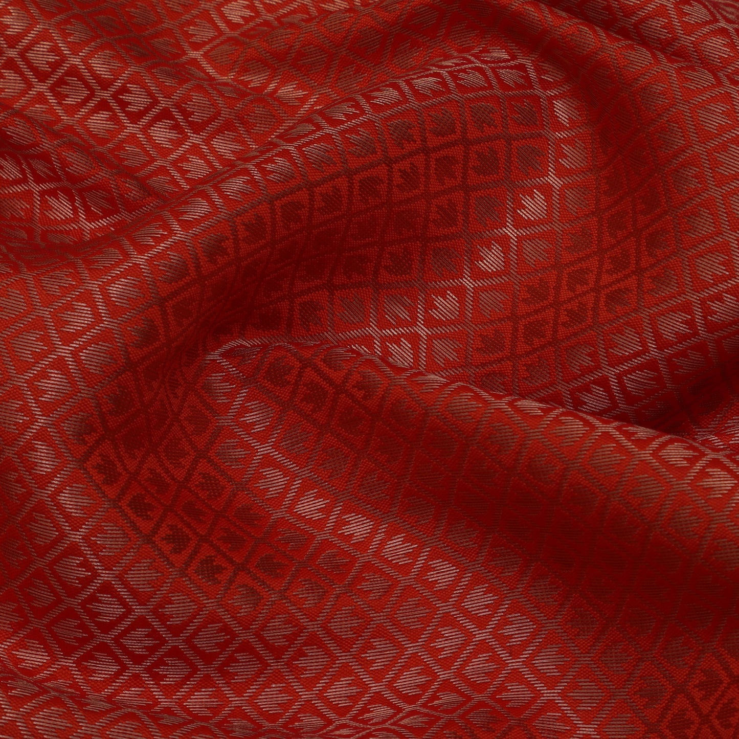 Red Color Semi Brocade Fabric