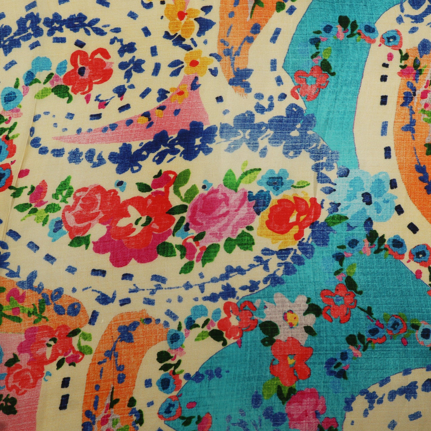 Multicolors Floral Satin Fabric