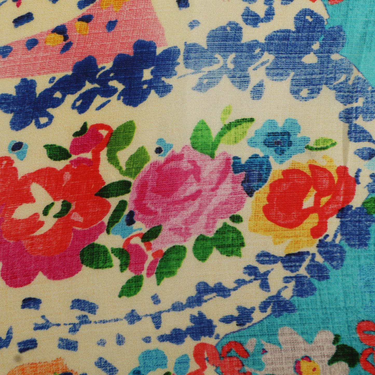Multicolors Floral Satin Fabric