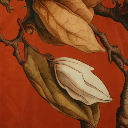 Pink & Rusty Color Satin Fabric With Floral Design