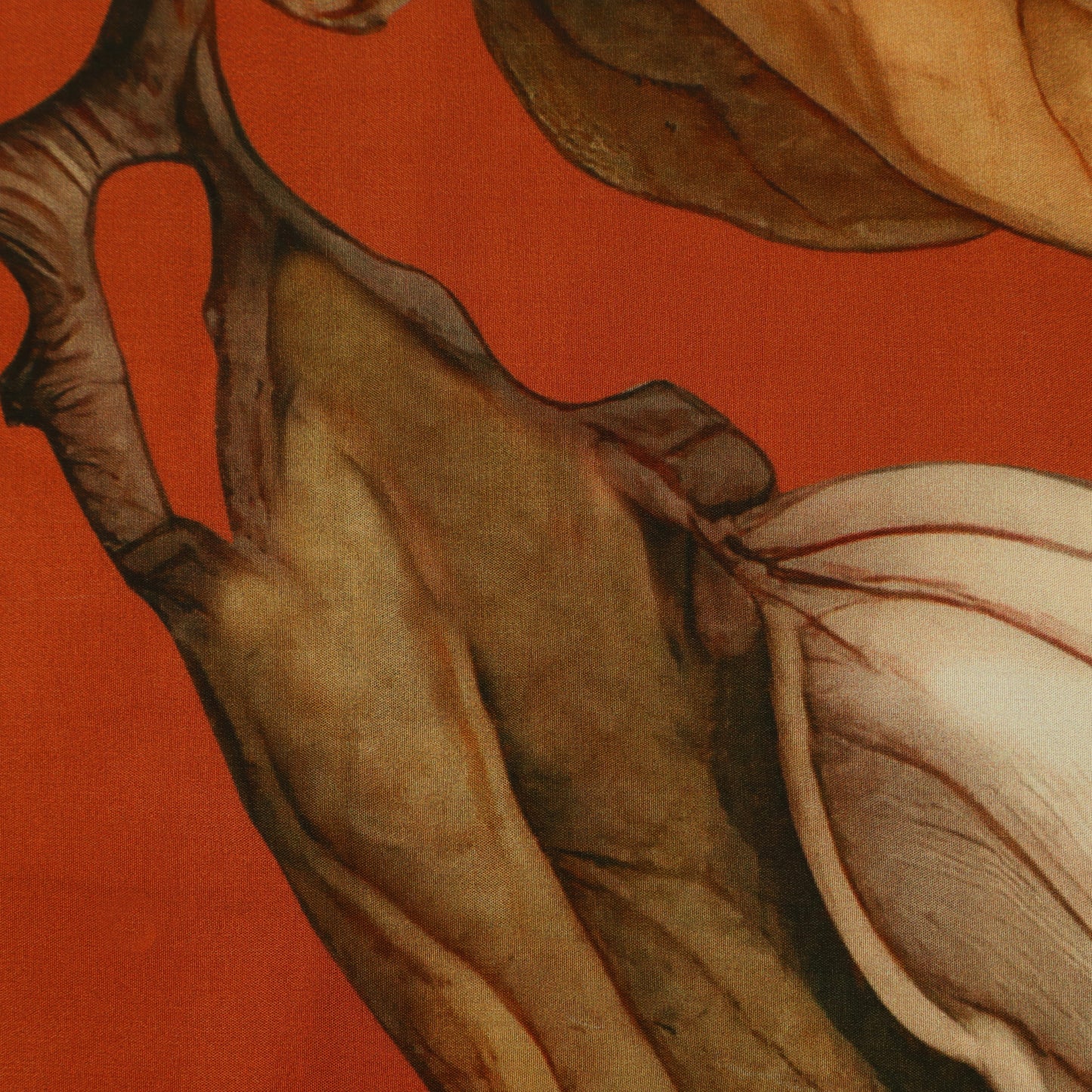 Pink & Rusty Color Satin Fabric With Floral Design