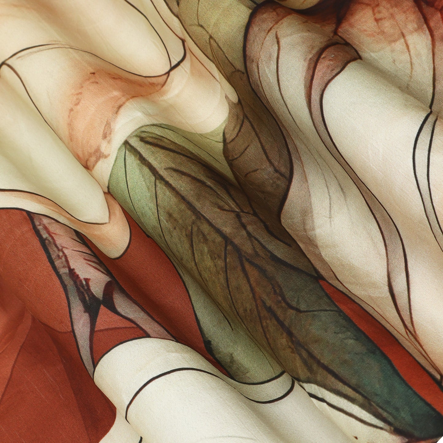 Floral Pattern Print Satin Fabric