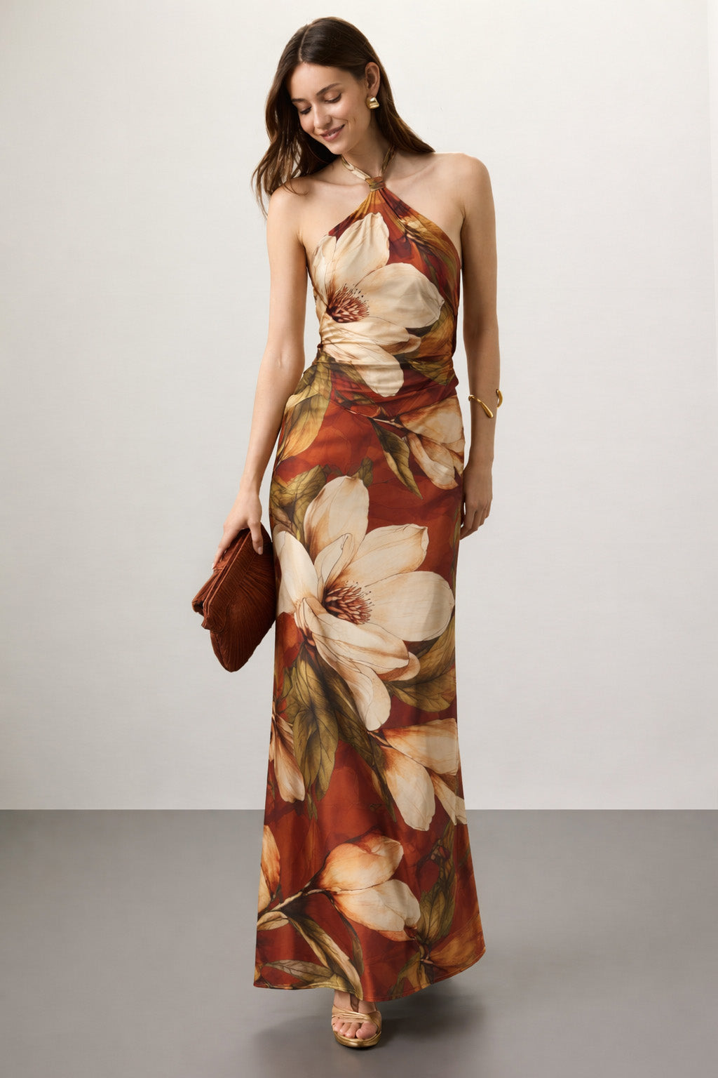 Floral Pattern Print Satin Fabric