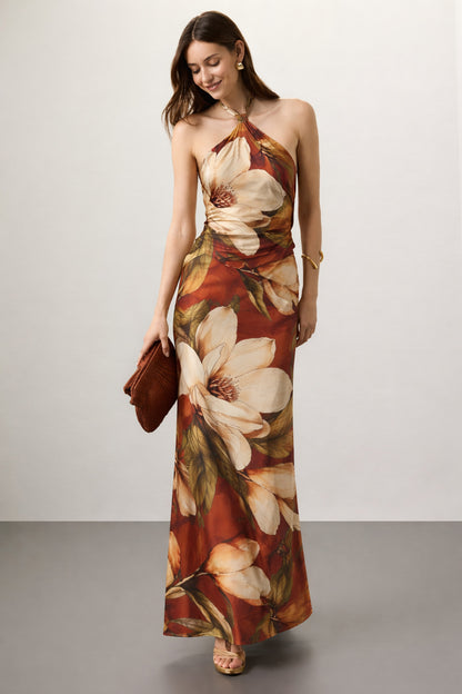 Floral Pattern Print Satin Fabric