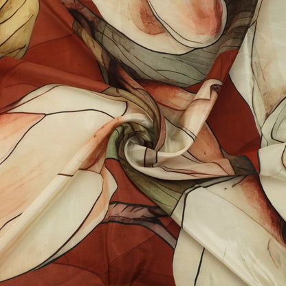 Floral Pattern Print Satin Fabric