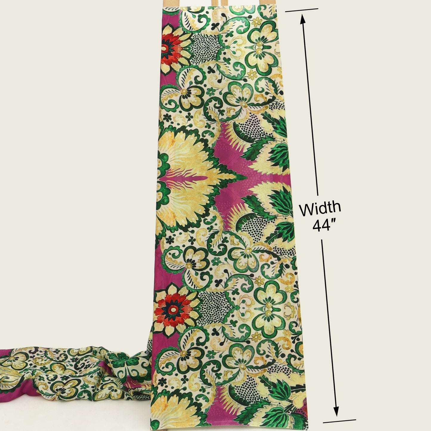 Pink Color Satin Fabric With Floral Print