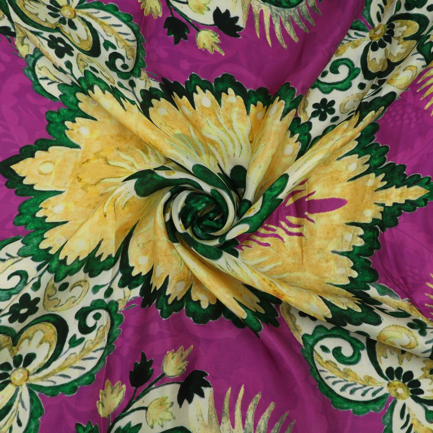 Pink Color Satin Fabric With Floral Print