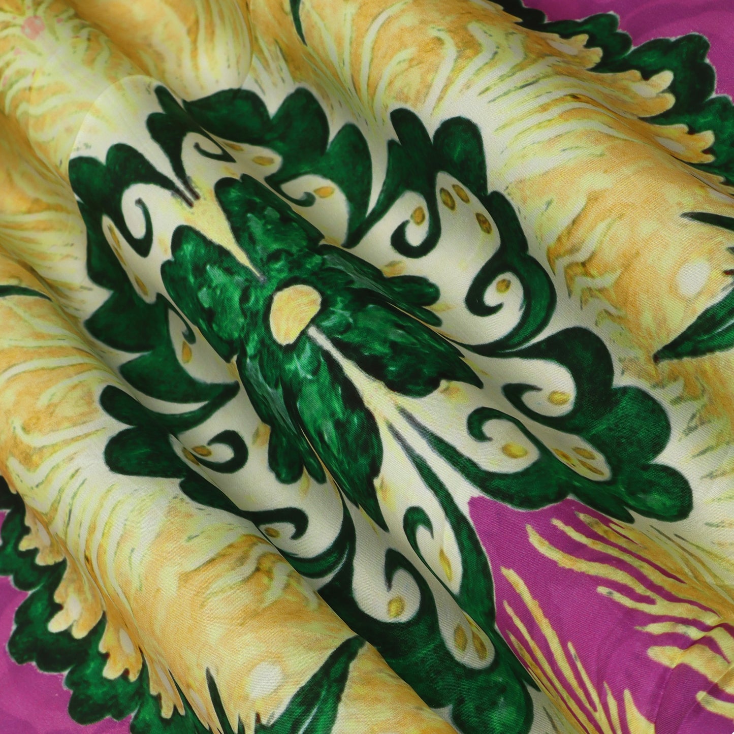 Pink Color Satin Fabric With Floral Print