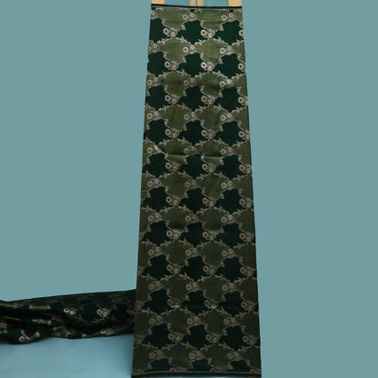 Bottle Green Color Katan Meena Brocade Fabric