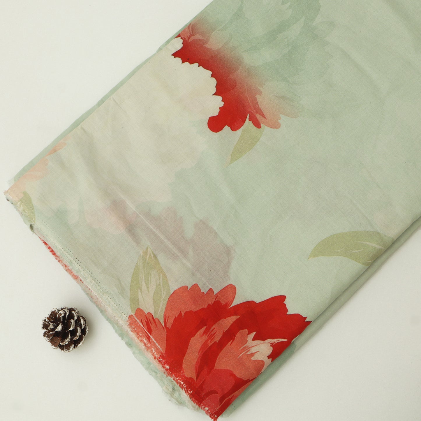 Cotton Chikan Print Embroidery Fabric