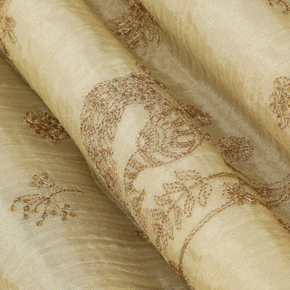 Cream Color Tissue Embroidery Fabric