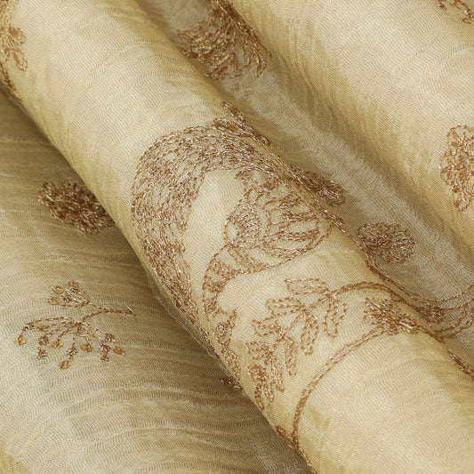 Cream Color Tissue Embroidery Fabric