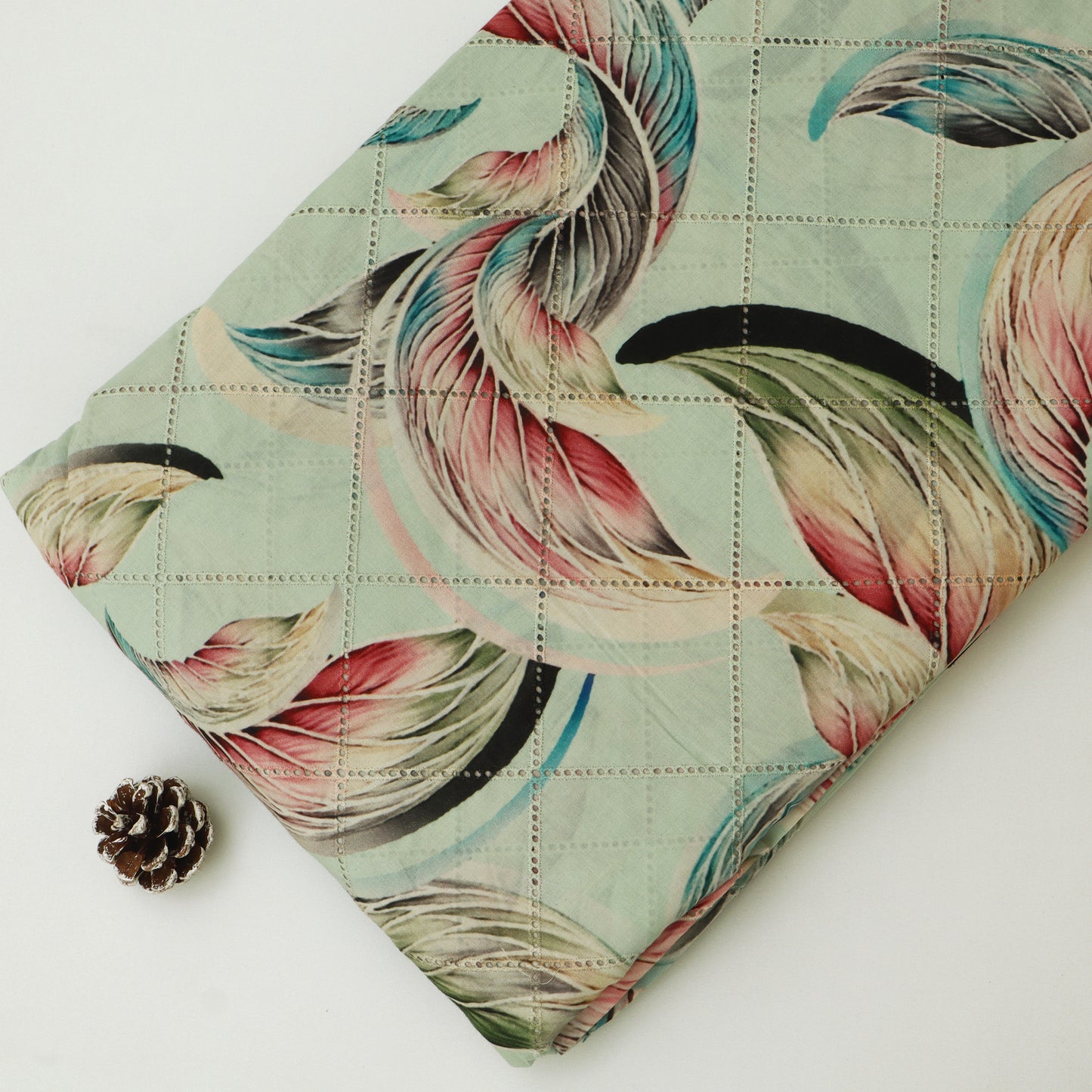 Cotton Chikan Print Embroidery Fabric