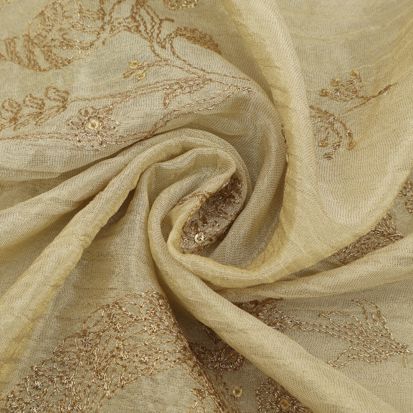 Cream Color Tissue Embroidery Fabric