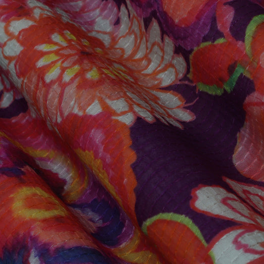 Colored Floral Chanderi Print Fabric