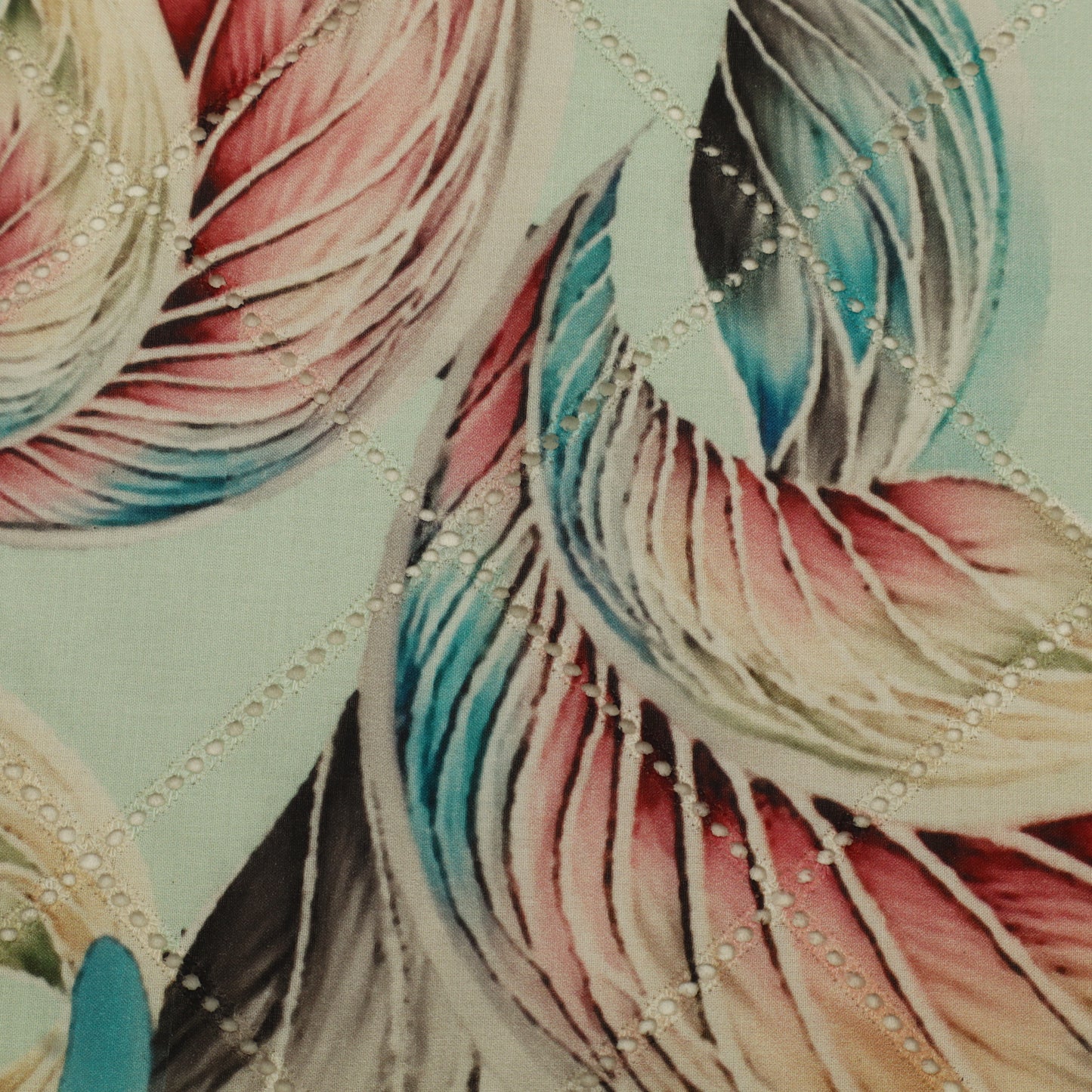 Cotton Chikan Print Embroidery Fabric