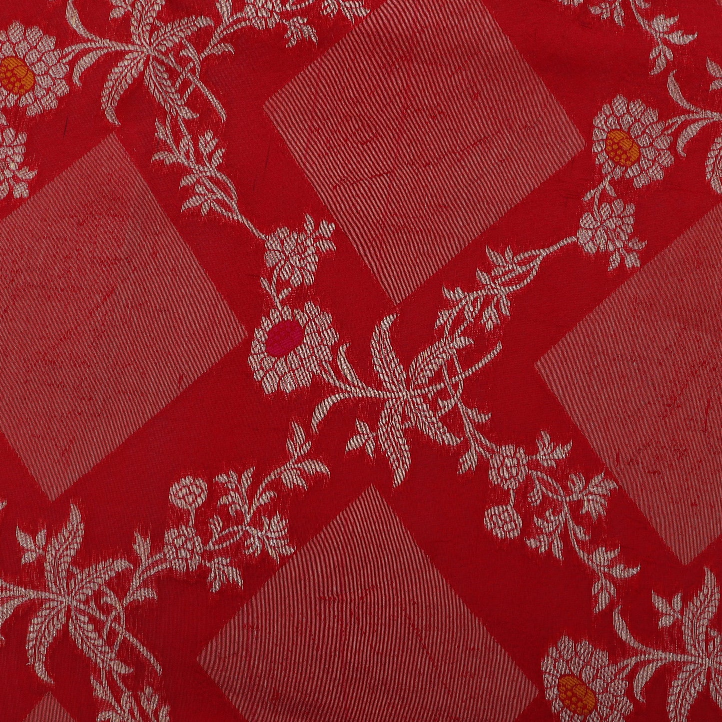 Red Color Katan Meena Brocade Fabric