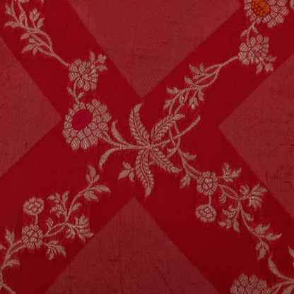 Red Color Katan Meena Brocade Fabric