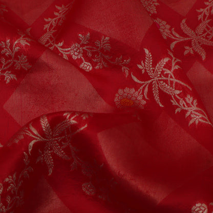 Red Color Katan Meena Brocade Fabric