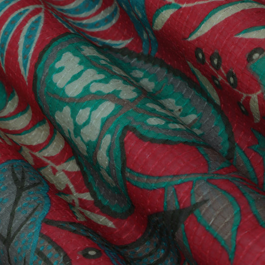 Colored Floral Chanderi Print Fabric