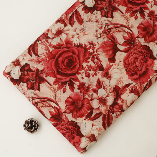 Cotton Chikan Print Embroidery Fabric