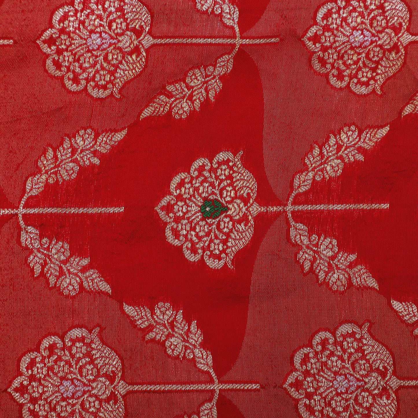 Red Color Katan Meena Brocade Fabric