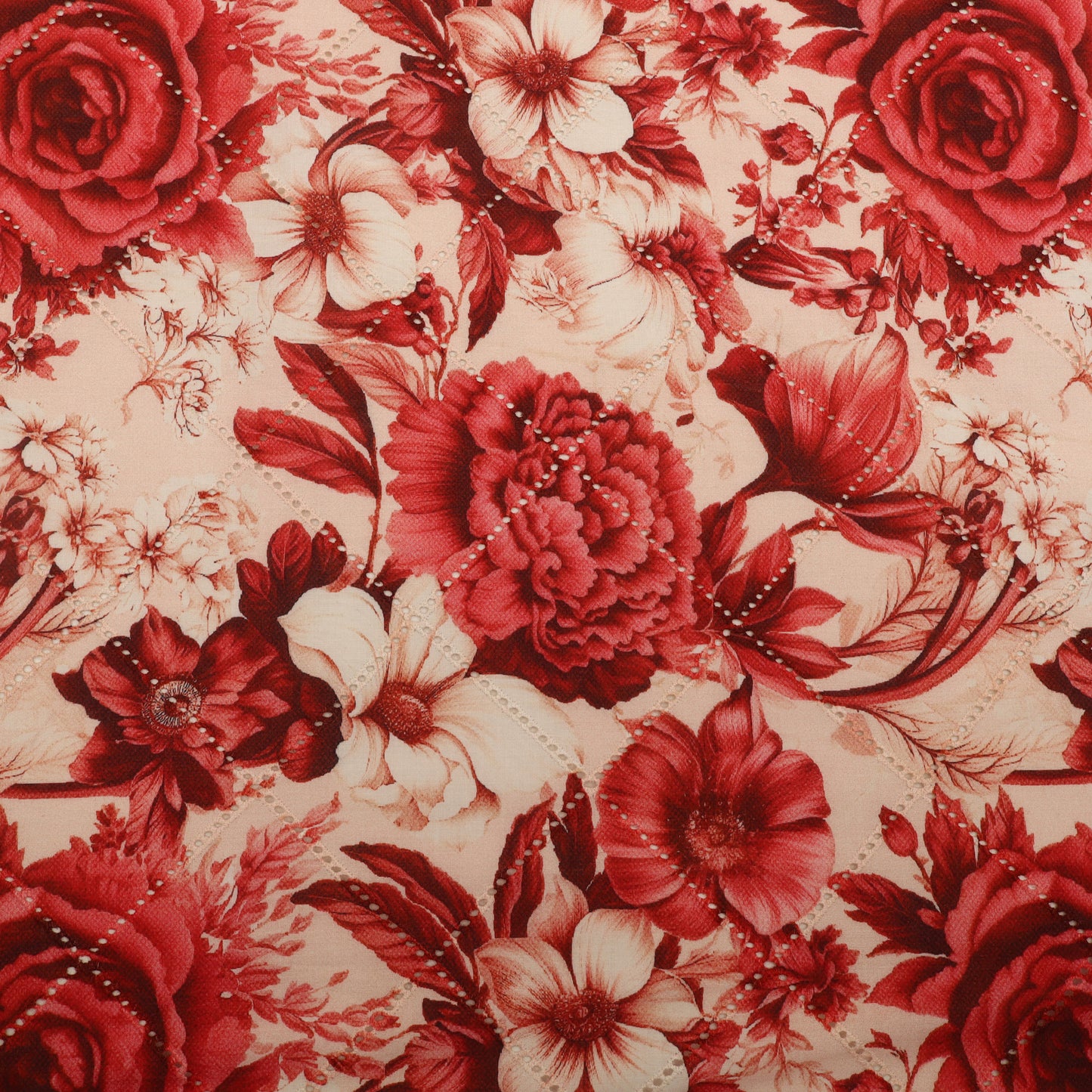 Cotton Chikan Print Embroidery Fabric